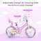 Kids Purple Bike with Adjustable Seat and Handlebar Dual Brakes, Basket, Doll Seat and Training Wheels